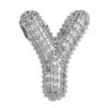 Puffiges Buchstabe Y Anhänger, Zirkonia Messing Charms für DIY Schmuckherstellung Zubehör. - Buchstabe Y Anhänger / Silber