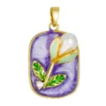 Monet Garden oil painting enamel pearl flower pendant gold plated necklace DIY jewelry accessory - T02054