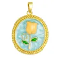 Gold-plated enamel tulip pendant necklace DIY accessory featuring blue oil painting style design. - T02032 Blue Tulip