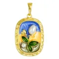 Monet garden style oil painting enamel pearl flower pendant necklace DIY jewelry accessories wholesale - T02061