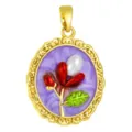 Monet garden oil painting style enamel pearl flower pendant necklace DIY fashion jewelry accessory - T02038 Purple-Red Gradient