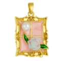Monet garden oil painting enamel pearl flower pendant necklace DIY accessory wholesale - T02065