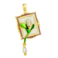 Gold Enamel Pearl Flower Pendant DIY Necklace Jewelry Accessory Variant Choice A - T02069