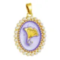 Vintage purple enamel ginkgo leaf pearl pendant necklace charm DIY jewelry accessory - T02047 Purple Ginkgo Leaf