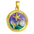 Golden Mermaid Tail Starfish Pearl Pendant Enamel Necklace DIY Jewelry Accessory Charm - T02048 Mermaid Starfish Gold