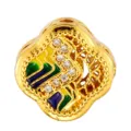 Micro-inlaid copper ancient gold style enamel DIY charm bead with rhinestones and hollow design. - Enamel Floral Style (T00407)