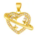Gold-plated heart planet pendant micro-inlaid cubic zirconia diy jewelry accessory charm - Planet Heart Style (T00411)