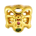 Gold plated copper panther head diy spacer bead, micro inlaid colorful gemstone charm accessory. - Panther Style (T00412)