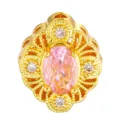 Gold filigree pink stone charm bead diy pendant vintage style spacer jewelry accessory component - Beaded Floral Style (T00421)