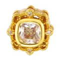 Exquisite antique gold DIY spacer bead with cushion cut cubic zirconia for charm bracelets. - Cushion Pave Style (T00425)