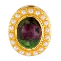 Vintage gold pearl oval pendant DIY bead antique style jewelry accessory charms 1pc - Pearl Surrounded Style (T00426)