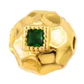 Gold-plated DIY spacer bead with square green gemstone, irregular hammered surface design. - Hammered Square Style (T00434)