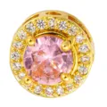Gold plated pink gemstone charm DIY jewelry bead spacer component for bracelet making - Pink Stone Pave Style (T00437)