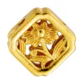 Gold-plated hollow floral charm bead, vintage antique style DIY jewelry spacer accessory. - Square Floral Style (T00440)