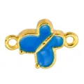 Gold-plated blue enamel butterfly connector charm, DIY jewelry making accessory spacer bead - Blue Enamel Style (T00446)