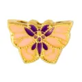 Gold plated copper butterfly charm bead with pink and purple enamel for DIY jewelry making. - Enamel Butterfly Style (T00447)