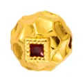 Gold plated copper bead diy spacer charm ancient style square red zircon gemstone pendant accessory - Hammered Sand Gold Style (T00449)