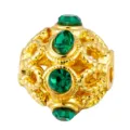 Gold-plated hollow spacer bead with green crystals for DIY jewelry making charms bracelets. - Green Crystal Style (T00450)