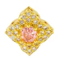 Gold Plated Quatrefoil DIY Charm Pendant with Pink Zirconia Beads Jewelry Accessory - Pink Diamond Clover Style (T00458)