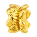 Gold plated copper DIY charm bead, twisted crumpled metal spacer for jewelry making. - Pleated Style (T00460)