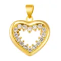 Gold Plated Heart Pendant with Clear Pave Zircon Stones DIY Jewelry Making Accessory - Golden Heart Style (T00461)