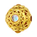 Gold Plated Hollow Spacer Bead DIY Jewelry Making Charm Ancient Craft Round Charm 1pc - Iridescent Gem Style (T00466)
