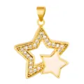 Exquisite micro pavé zirconia star pendant copper gold plated DIY jewelry accessory charms - Double Star Style (T00468)