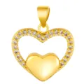 Gold tone heart micro-pave pendant, double layer hollow love charm for DIY jewelry making parts. - Nested Heart Style (T00470)