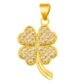 Gold plated four leaf clover pendant sparkling cubic zirconia crystal charm diy jewelry making - Pave Clover Style (T00471)
