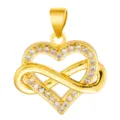 Gold-plated brass infinity heart pendant with micro-set cubic zirconia DIY accessory. - Infinity Heart Style (T00472)