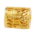 Gold-plated hollow metal spacer bead for DIY jewelry making, charm bracelet accessory. - Cylindrical Carved Style (T00475)