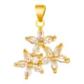 Gold Plated Copper Cubic Zirconia Flower Pendant charm for DIY Jewelry Making Accessory - Triple Flower Style (T00479)