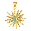 Gold sun moon pendant micro-inlaid zirconia blue enamel copper DIY jewelry charm accessory wholesale - Sun Moon Star Style (T00480)