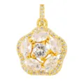 Gold plated copper 5-petal flower pendant with sparkling cubic zirconia stones for diy jewelry making - Five-Petal Floral Style (T00481)