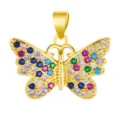 Gold plated colorful cubic zirconia butterfly pendant copper jewelry charm diy parts - Multi-Color Butterfly Style (T00483)
