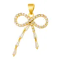 Exquisite gold plated bow pendant sparkling with cubic zirconia for DIY jewelry making supplies. - Pave Bow Style (T00484)