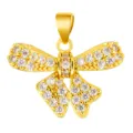 Gold plated bow micro-pave cubic zirconia pendant DIY fashion jewelry accessory. - Bow Tassel Style (T00486)