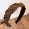 Serre-tête tressé marron minimaliste coréen en tissu accessoire de cheveux automne hiver - Café Foncé