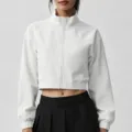 Veste de sport courte blanche femme avec fermeture eclair fitness activewear respirante - S / Hauts / Blanc