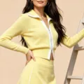 Élégant Ensemble de Sport Veste zippée en tricot et Jupe de Tennis Golf Femme Jaune - S / Hauts / Jaune