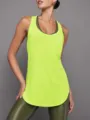 Neon green athletic tank top for women, breathable sportswear for gym, yoga, and fitness. - QS24231C - Lime Green