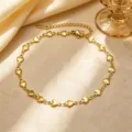 Bracelet chaine coeur or en acier inoxydable mode minimaliste bijoux femme elegant - Bracelet de Cheville à Maillons Cœur (J802) / Or