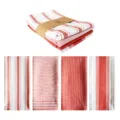 Set van 4 stuks minimalistische Noorse geverfde gestreepte keukedoeken, puur katoen. - Karamel oranje collectie