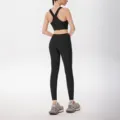 Women's black athletic sports bra and yoga leggings set, fitness activewear variant. - QS24358C-Black Set