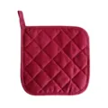 Burgundy quilted fabric pot holder heat resistant oven mat with hanging loop for kitchen cooking. - 18*18cm / Burgundy