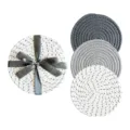 Woven cotton round heat insulation mat set, placemat, table coaster in assorted grey and white. - Grey Series