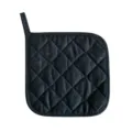 Einfarbig schwarzer gesteppter Baumwoll Topflappen Hitzebeständige Küchenmatte mit Schlaufe. - 18*18cm / Schwarz