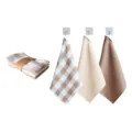 Set strofinacci cucina in cotone waffle, asciugamani appendiabiti assorbenti a quadri e tinta unita. - Colori caffè