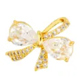 Gold-plated bow pendant featuring large pear-cut cubic zirconia and micro-set stones. - Large Pear Bow Style (T00488)