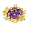 Gold-plated copper oval purple zircon star DIY charm pendant spacer bead for jewelry making - Star Gem Style (T00492)